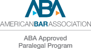american bar association approval logo white with blue text